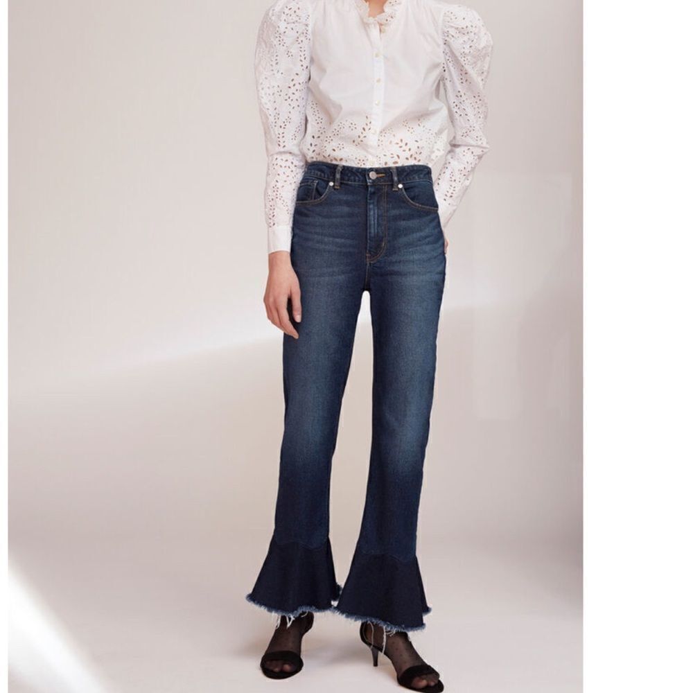 LA Vie Rebecca Taylor Ruffle Hem Jeans Sz See Pics